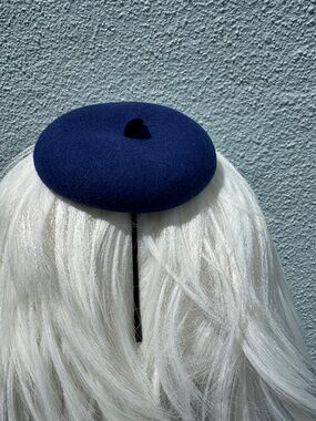 Blue Wool Mini Beret Fascinator